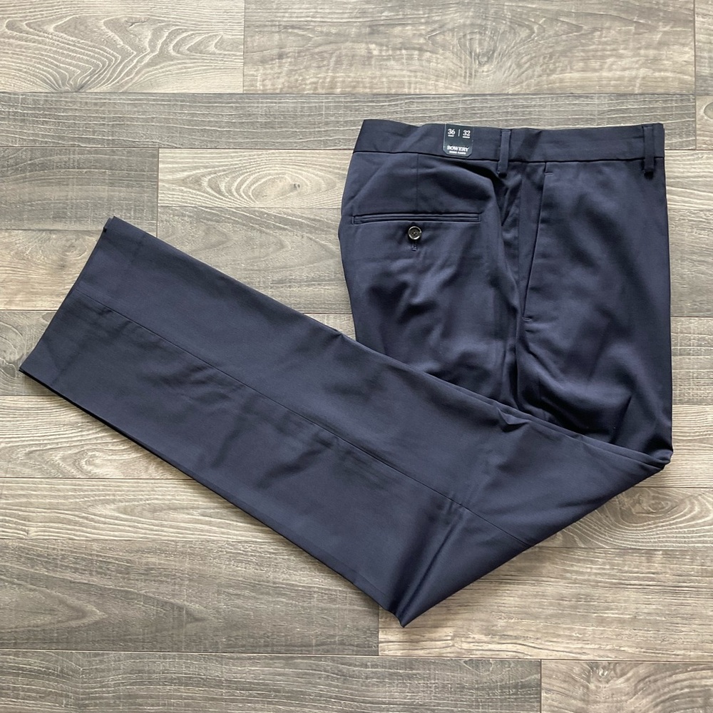 36x32 NWT J Crew Bowery Dress Pant Wool Blend Men’s Navy Slim Fit BQ424